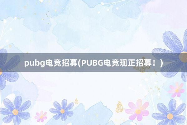 pubg电竞招募(PUBG电竞现正招募！)