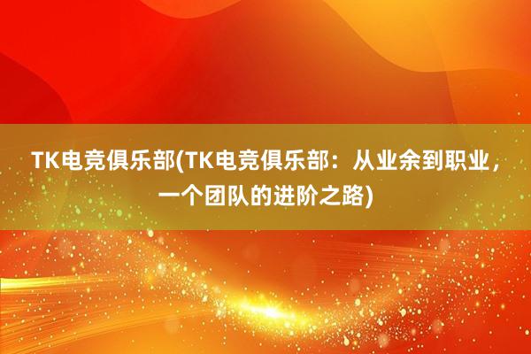 TK电竞俱乐部(TK电竞俱乐部：从业余到职业，一个团队的进阶之路)