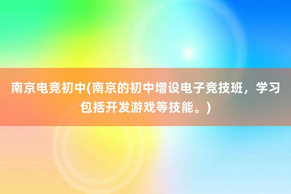 南京电竞初中(南京的初中增设电子竞技班，学习包括开发游戏等技能。)