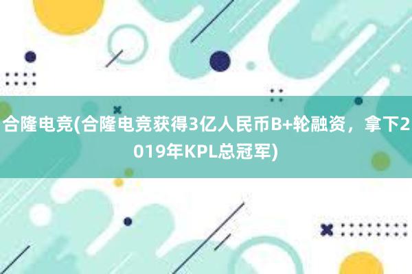 合隆电竞(合隆电竞获得3亿人民币B+轮融资，拿下2019年KPL总冠军)