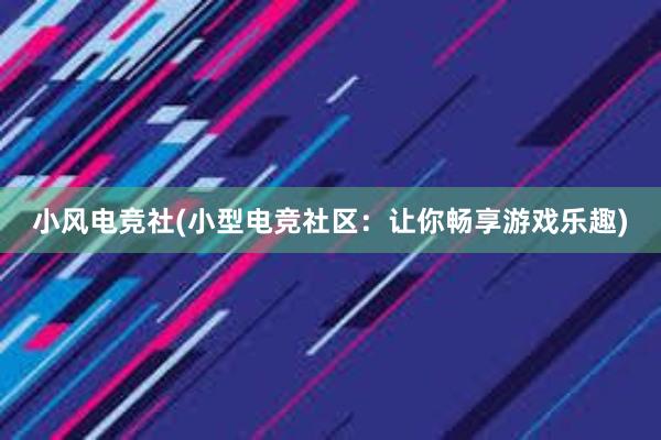 小风电竞社(小型电竞社区：让你畅享游戏乐趣)