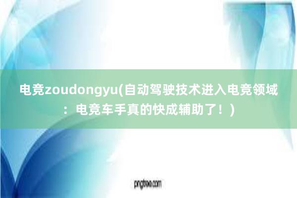 电竞zoudongyu(自动驾驶技术进入电竞领域：电竞车手真的快成辅助了！)