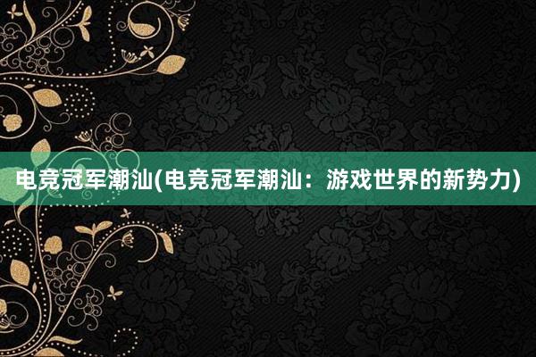 电竞冠军潮汕(电竞冠军潮汕：游戏世界的新势力)