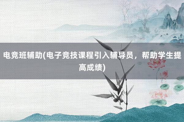 电竞班辅助(电子竞技课程引入辅导员，帮助学生提高成绩)