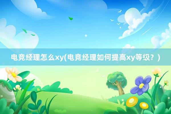 电竞经理怎么xy(电竞经理如何提高xy等级？)