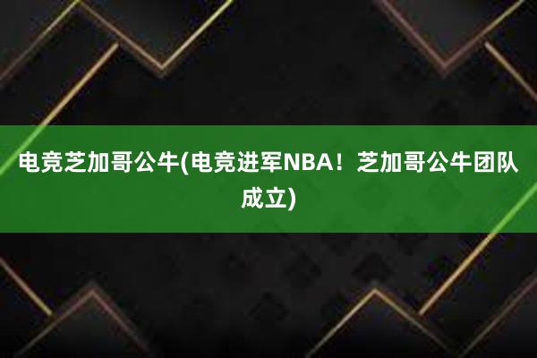 电竞芝加哥公牛(电竞进军NBA！芝加哥公牛团队成立)