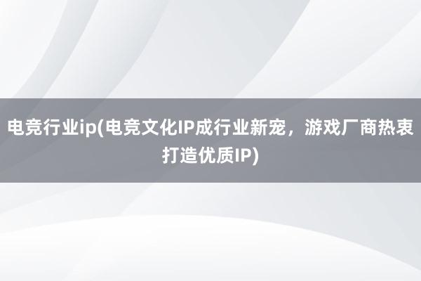 电竞行业ip(电竞文化IP成行业新宠，游戏厂商热衷打造优质IP)