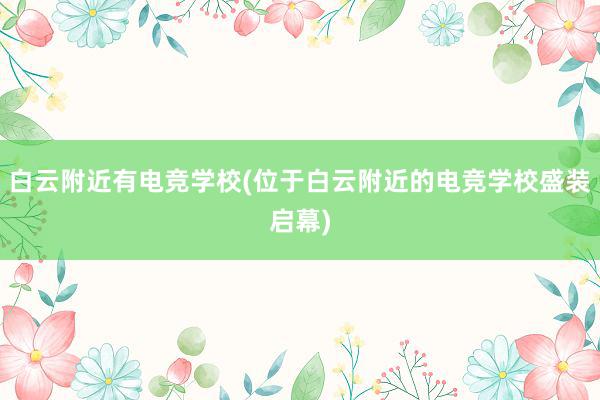 白云附近有电竞学校(位于白云附近的电竞学校盛装启幕)