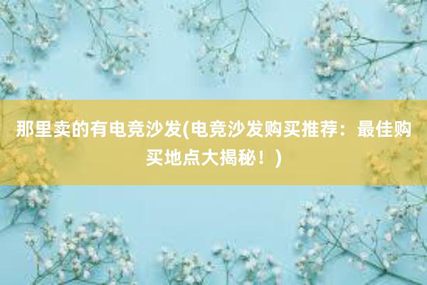 那里卖的有电竞沙发(电竞沙发购买推荐：最佳购买地点大揭秘！)