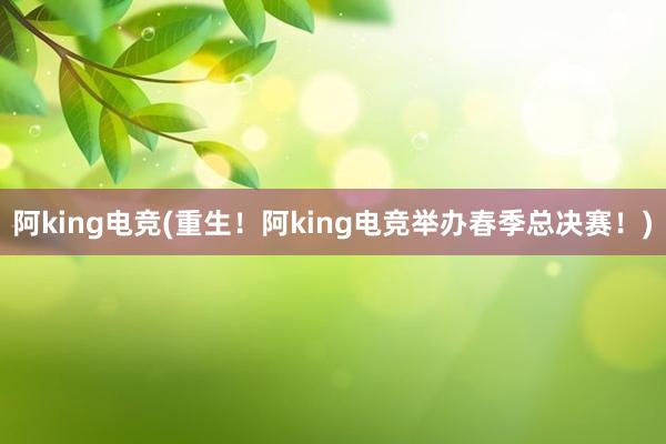 阿king电竞(重生！阿king电竞举办春季总决赛！)