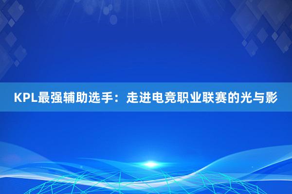 KPL最强辅助选手：走进电竞职业联赛的光与影