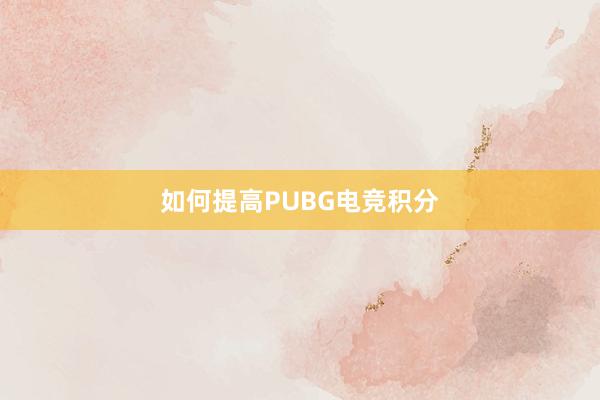 如何提高PUBG电竞积分