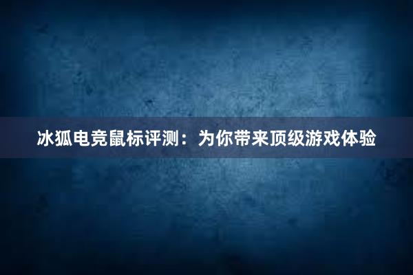 冰狐电竞鼠标评测：为你带来顶级游戏体验