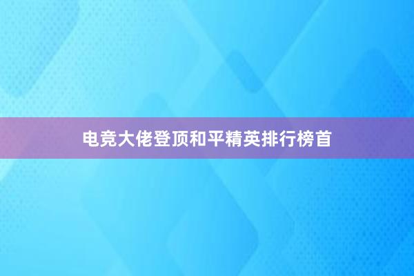 电竞大佬登顶和平精英排行榜首