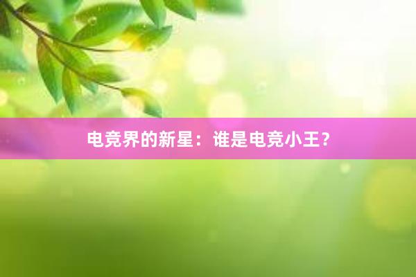 电竞界的新星：谁是电竞小王？