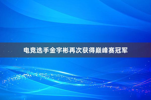 电竞选手金宇彬再次获得巅峰赛冠军